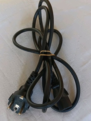 Schuko power cable used, black, plastic/rubber