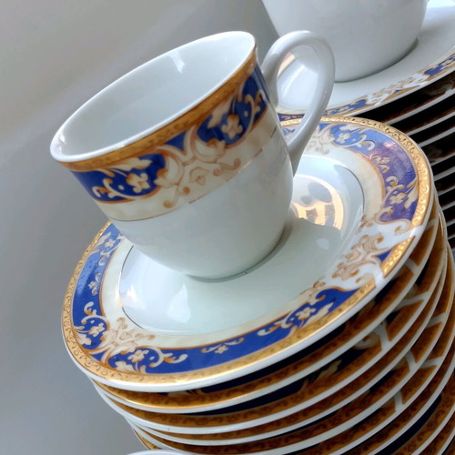 Apulum Fine Porcelain vintage serving set cobalt blue & gold, like new