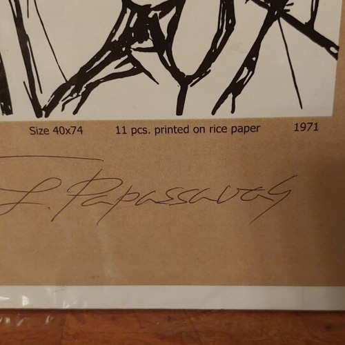 Faces woodcut by Stavros Papasavvas 1971 mint condition