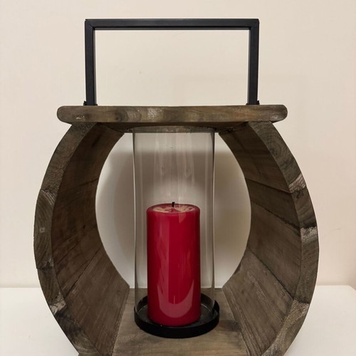 Wooden candle lantern like new, 21x19x26 cm