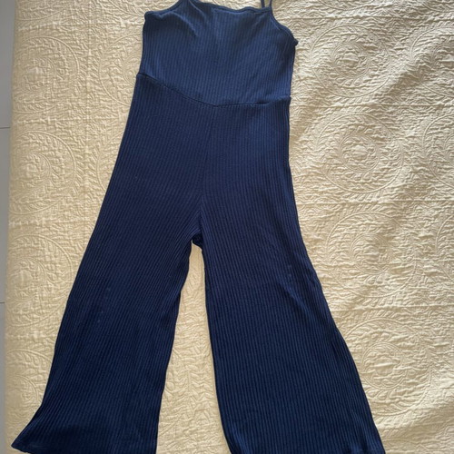 Jumpsuit navy blue ribbed medium length, like new, Bershka