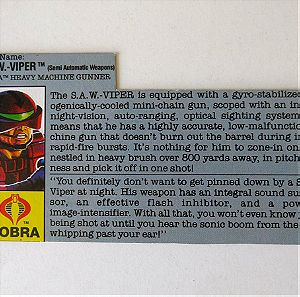 GI Joe "S.A.W.-Viper" (1990) (US) filecard (Badly Cut)
