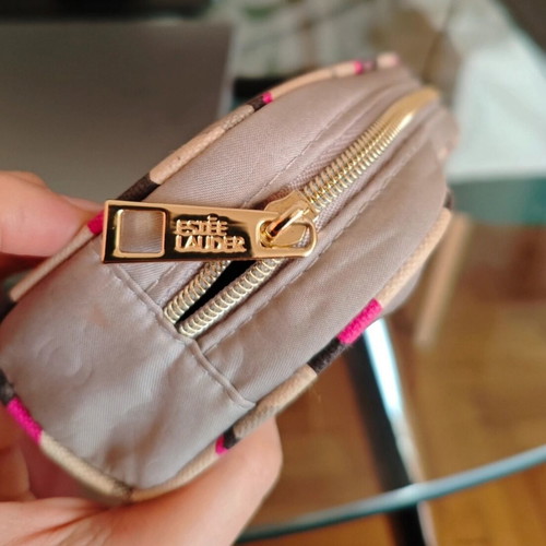 Estée Lauder Beige Monogram Logo Toiletry Bag New