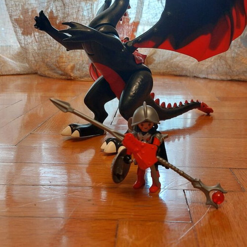 Playmobil knights used with dragons and weapons