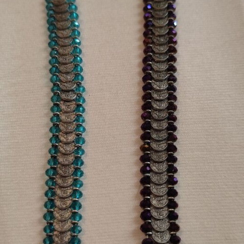 Vintage bracelets used, purple and turquoise, set of 2