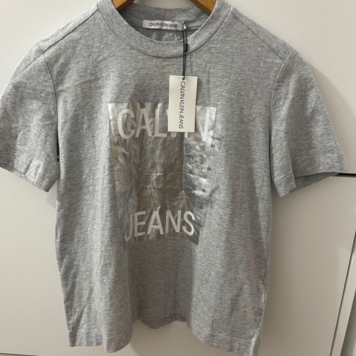 Calvin Klein grey T-shirt with silver logo new with tags size M