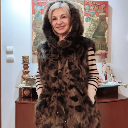 Fox Fur Vest new with leopard print hood, light and warm