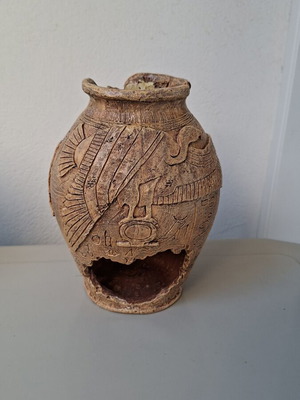 Amphora aquarium decoration used, 20x15 cm, safe material