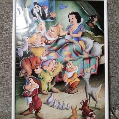 Children's poster in frame like new, vintage 1994, 44x62