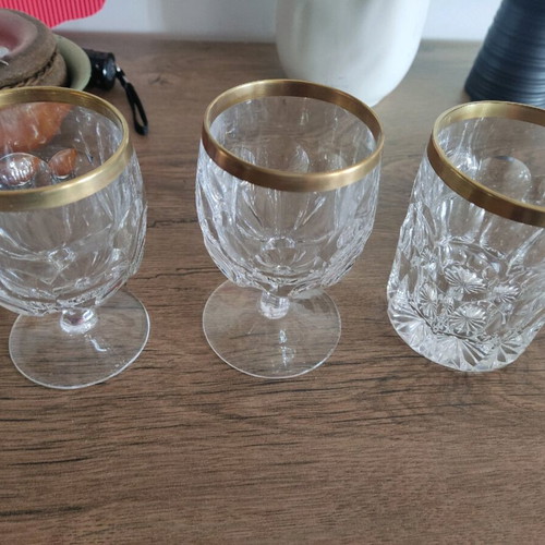 Crystal glasses like new with 24k gold for wine and whiskey liqueur