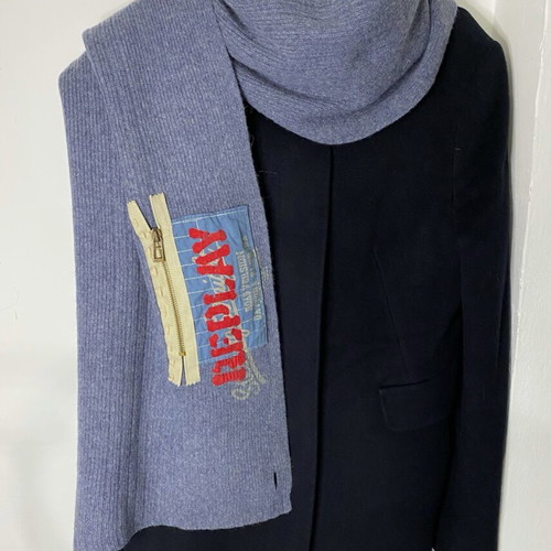 Replay scarf like new, grey and blue with pocket and zipper