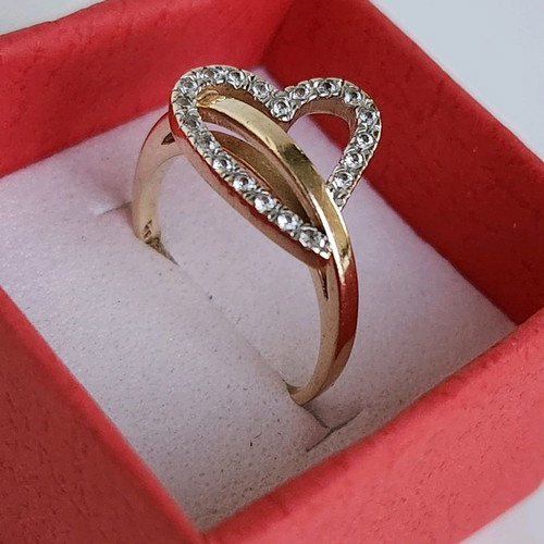 Gold ring 14 carat used, 585 gold with zircon, size 57 or 17
