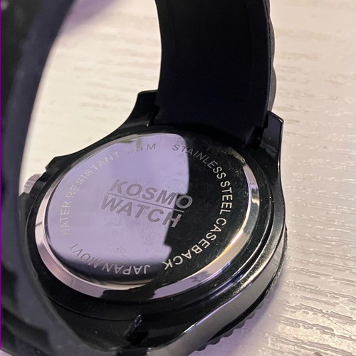 Kosmo Watch black wristwatch with rotating bezel new