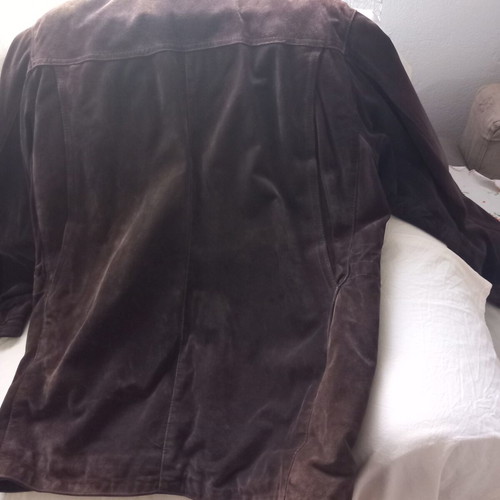 Men's suede jacket with leather collar, Italian made