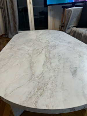 Coffee table like new, wood with marble effect