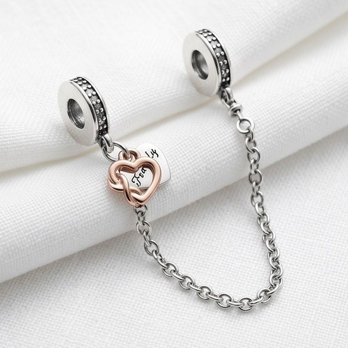 Pandora Family Hearts S925 Safety Chain with Rose Gold Plating