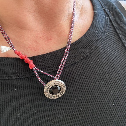 Handmade 2-in-1 jewelry with vintage button and glass bead