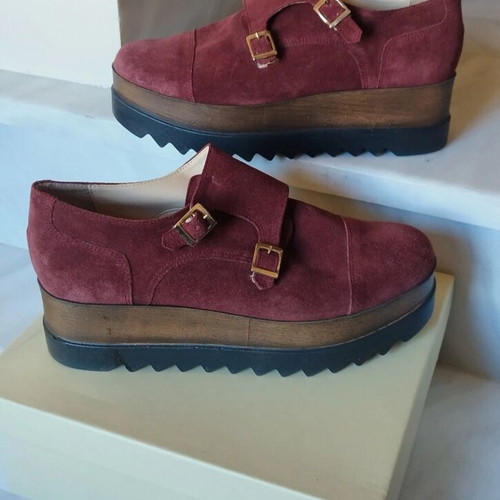 Bozikis platform shoes burgundy suede like new, size 41
