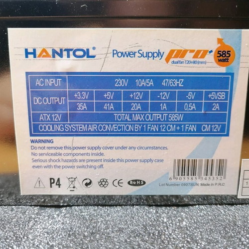 Hantol PSU Pro Dual Fan 585W ATX used