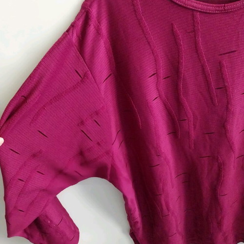 Fuchsia blouse XL long sleeves perforated like new
