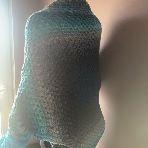 Handmade crochet bolero cardigan made to order, gray and blue