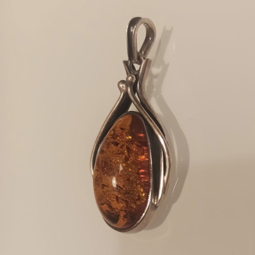 Baltic Amber Pendant new with silver handmade