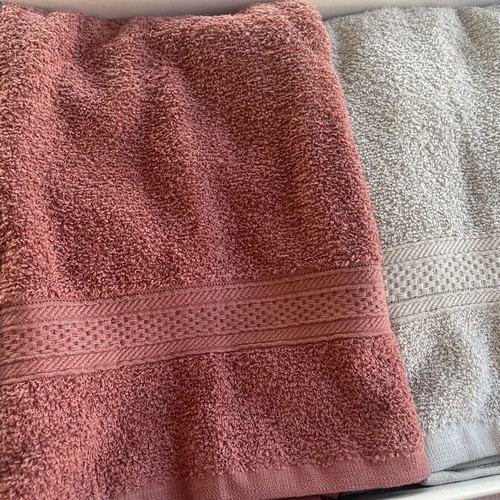Cotton face towels, new, coral and grey, 50x90 cm