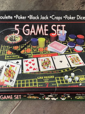 5 Game Set Refurbished with Roulette Poker Black Jack Craps Dice
