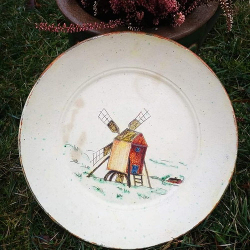 Vintage ceramic platter used, handmade