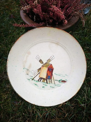 Vintage ceramic platter used, handmade