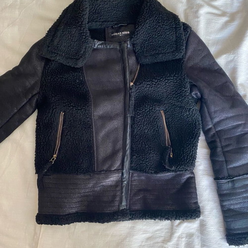 Black mouton jacket medium used