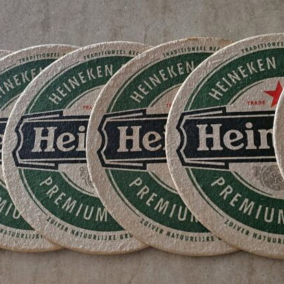 Heineken paper coasters used, pack of 11 pieces