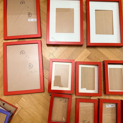 Wall frame set used, 30 pieces, red shades