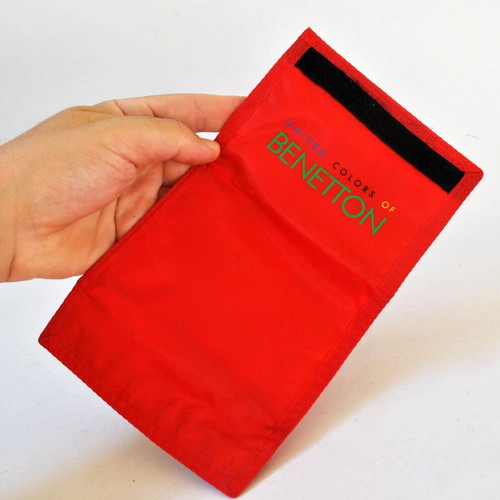 Benetton wallet red with multicolor logo like new