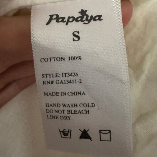 Papaya lace babydoll top, ecru, cotton, lined, size S