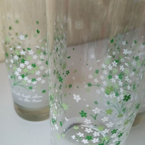 SET OF 3 WATER GLASSES WITH FLOWERS