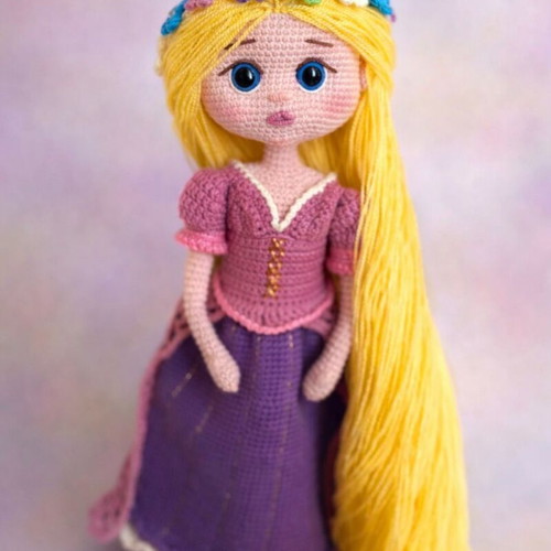 Knitted Rapunzel doll new