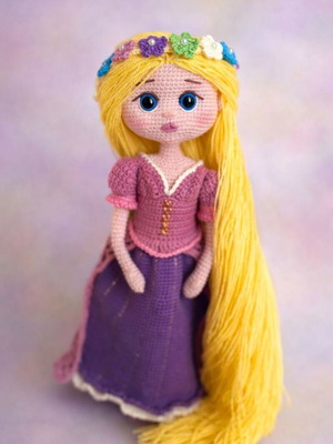 Knitted Rapunzel doll new