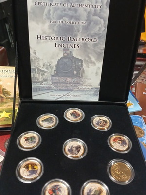 Historic Railroad Engines coin collection like new, 50 cents coins
