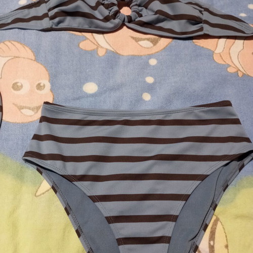 Striped bikini set blue and brown like new