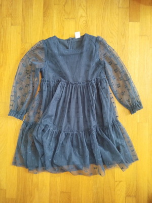 Little Kids Tulle Dress Navy Blue like new, transparent sleeves