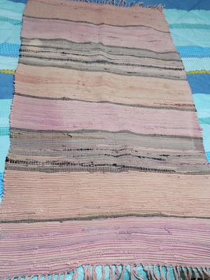 Rag rug with linear stripe design, 130x67 cm, like new