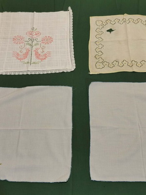 Embroidered table linens used, pack of 4, 1950s era