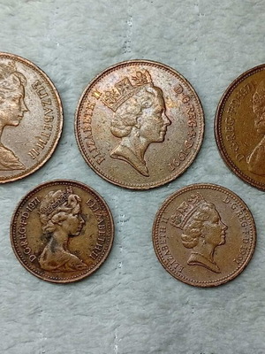 United Kingdom coins used, set of 5, M26-37