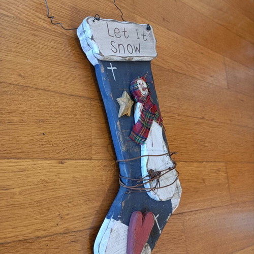 Wooden stocking ornament 30cm like new