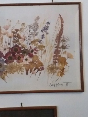 Picture with dried flowers like new, 72x53cm, glass and wooden frame