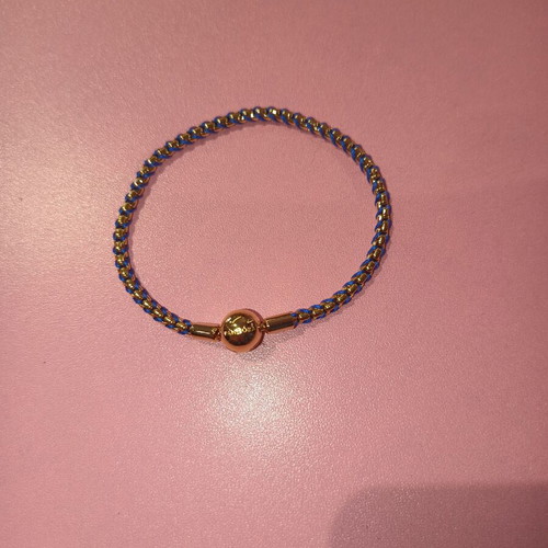 Pandora bracelet like new, silver 925 with gold and blue cord, charm gift