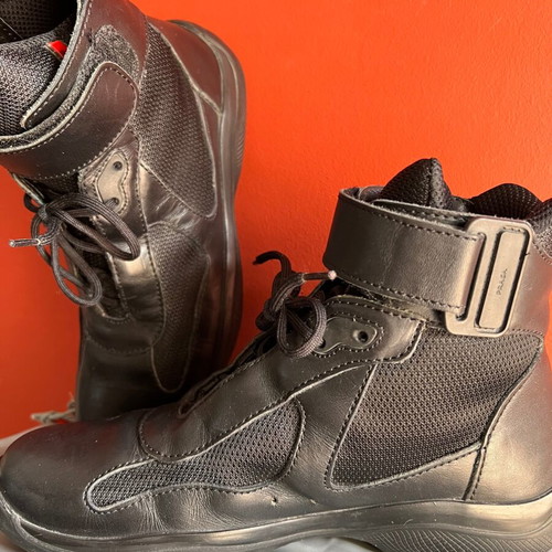 Prada black leather ankle boots like new