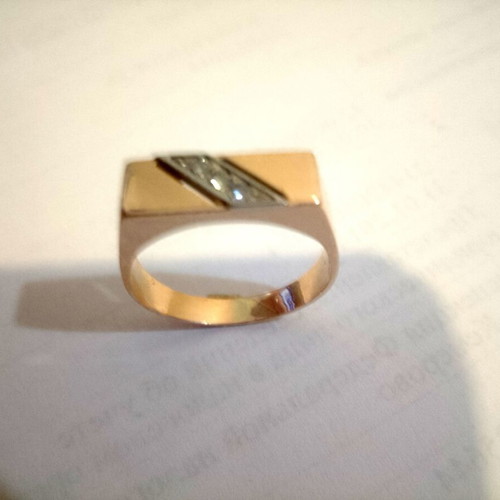 Men's ring 14K Russian gold with natural diamonds like new