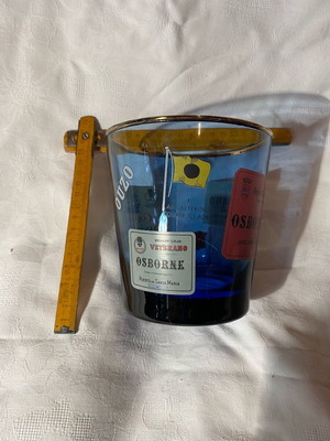Vintage ice bowl made of colored glass like new with advertising screen prints